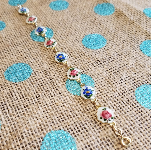 RARE vintage Norway sterling enamel bracelet, 6.5" - Picture 8 of 8